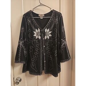 Once Again Plus Black And White Cardigan Rhinestone Buttons  1 X